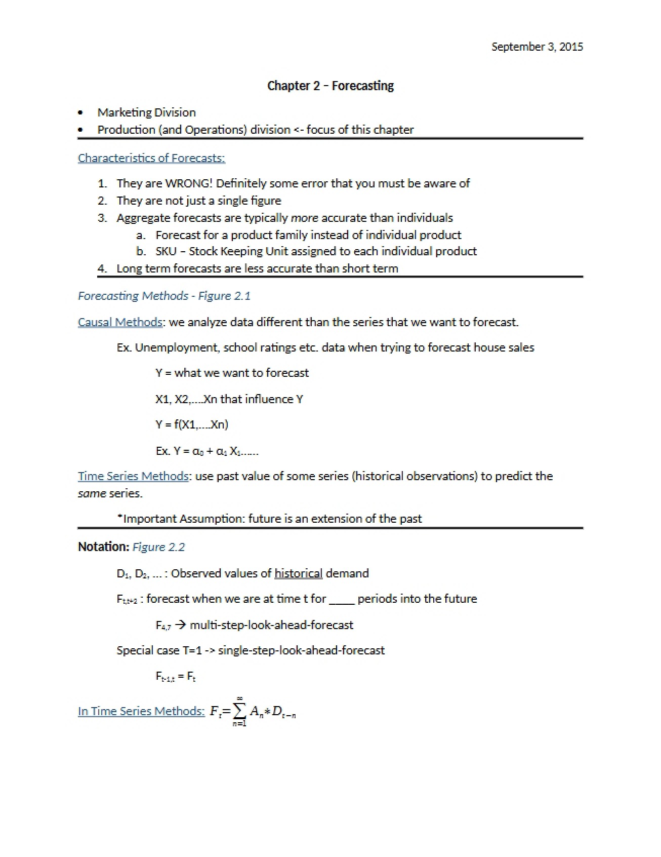 Chapter 2 Principles of Forecasting for Production Systems
