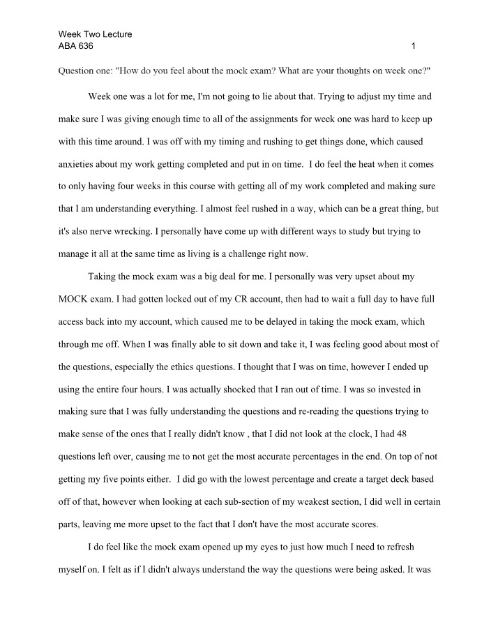 Study Habits and Time Management Lecture Notes - Week Two