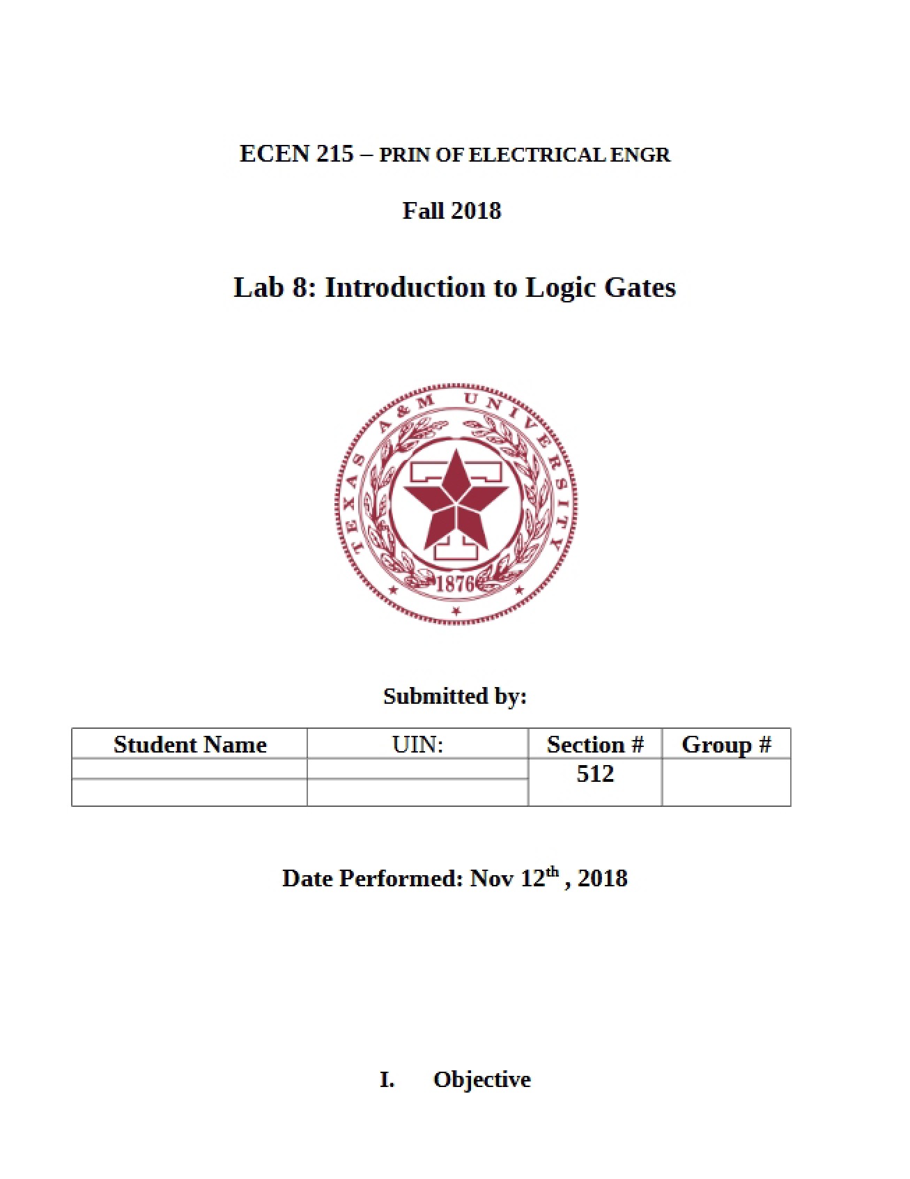 Eighth Laboratory on the Introduction to Logic Gates