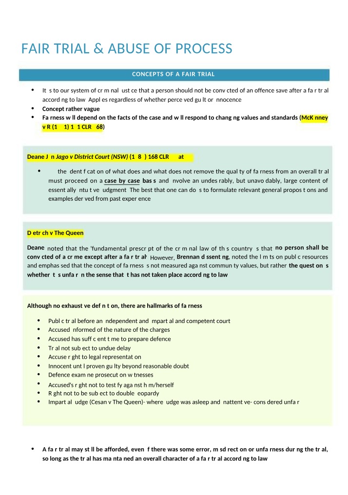 Fair Trial and Abuse of Process