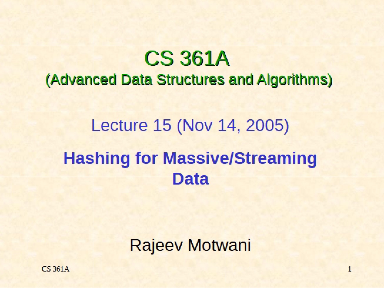 Introduction to Hashing for Massive-Streaming Data