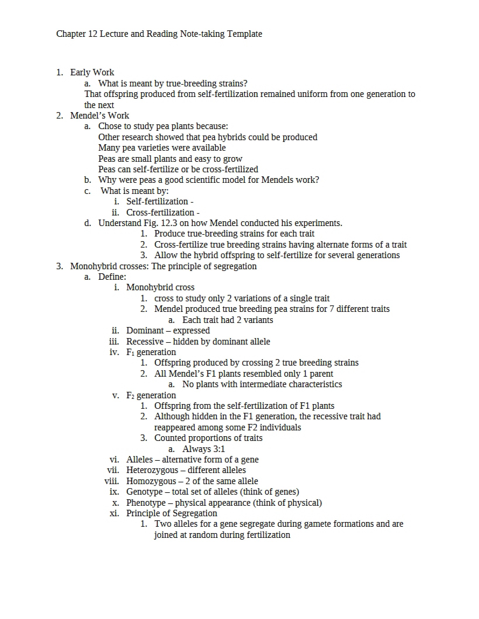 Template for Lecture and Reading Notes