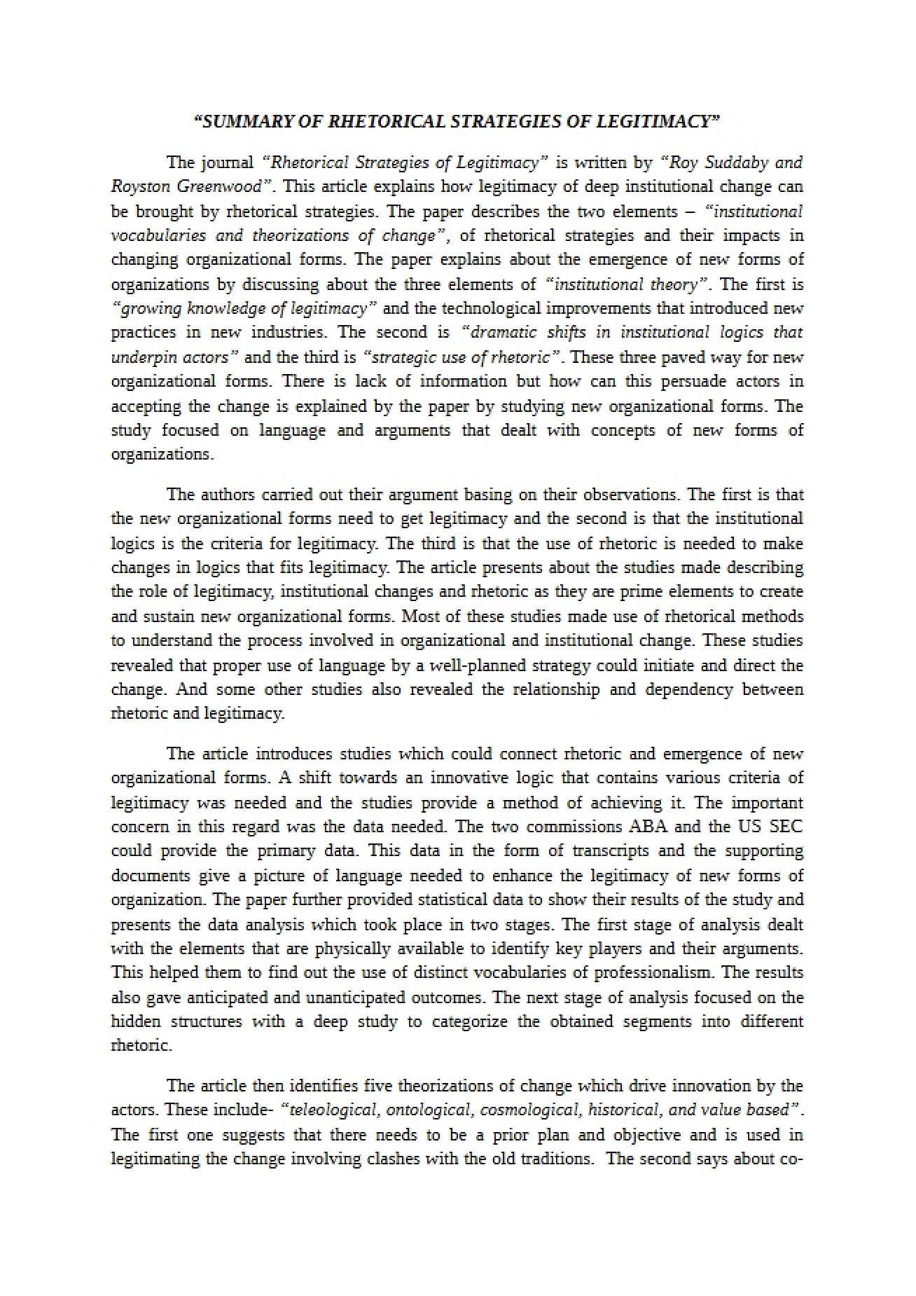 Global Business Summary I