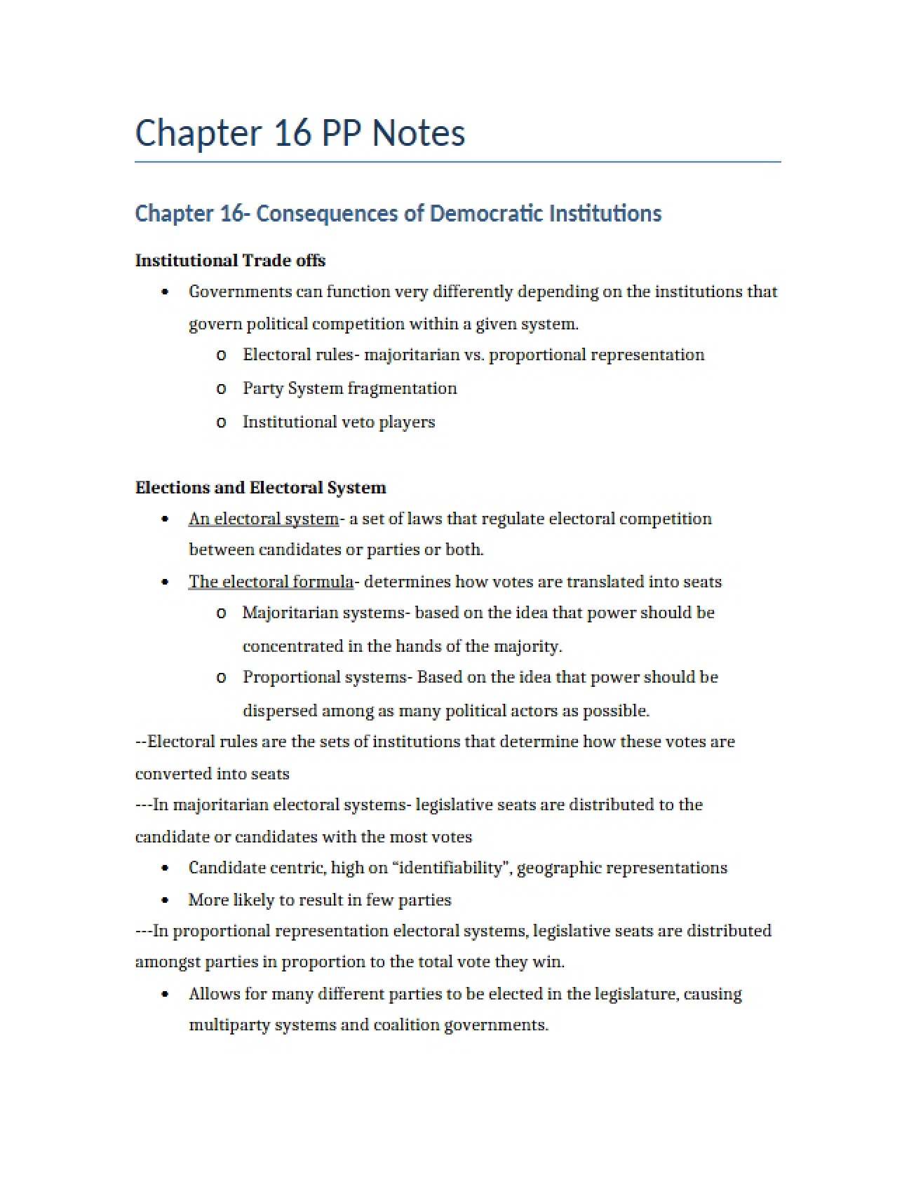 How Democratic Institutions Shape Outcomes
