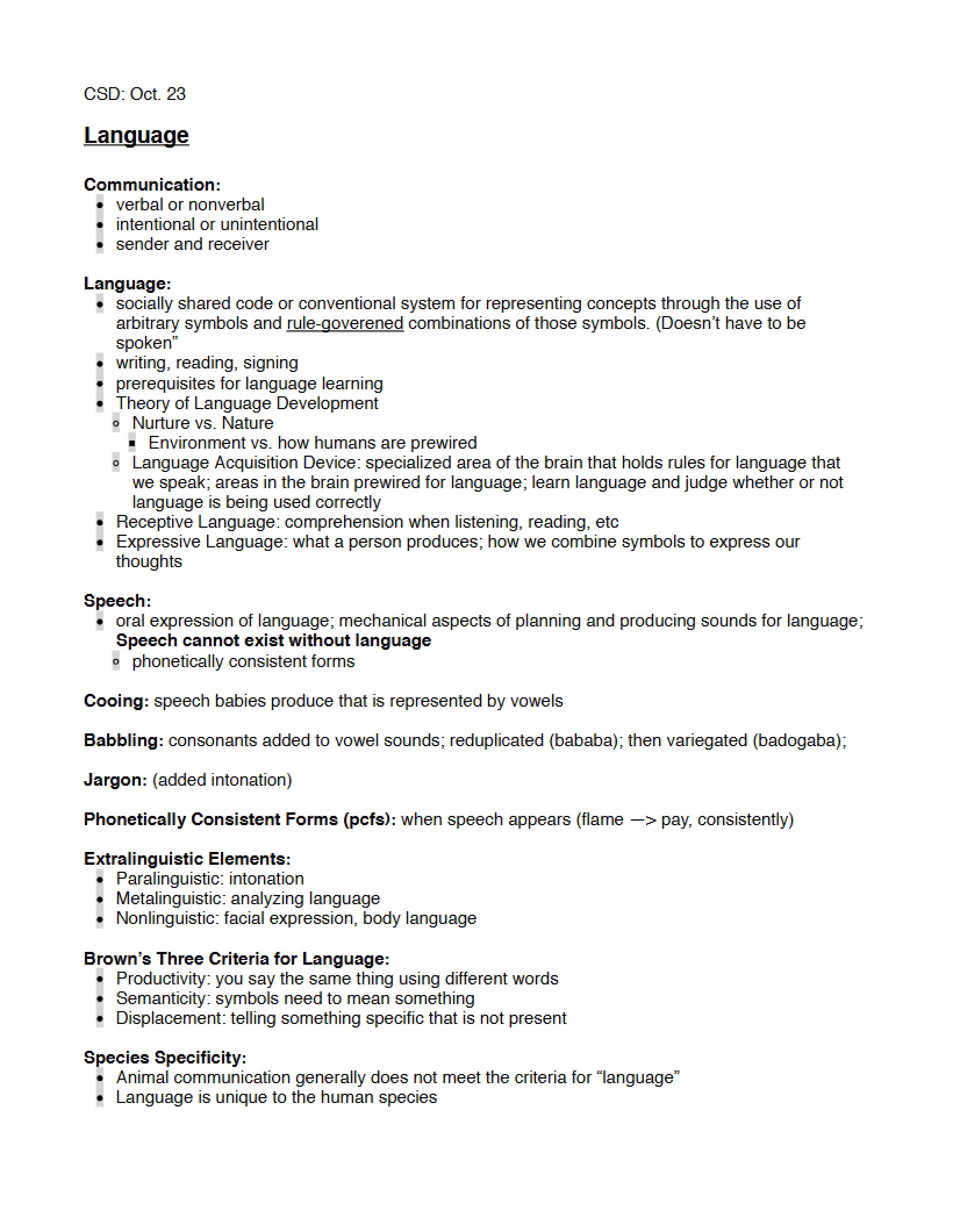 Language Disorders Overview