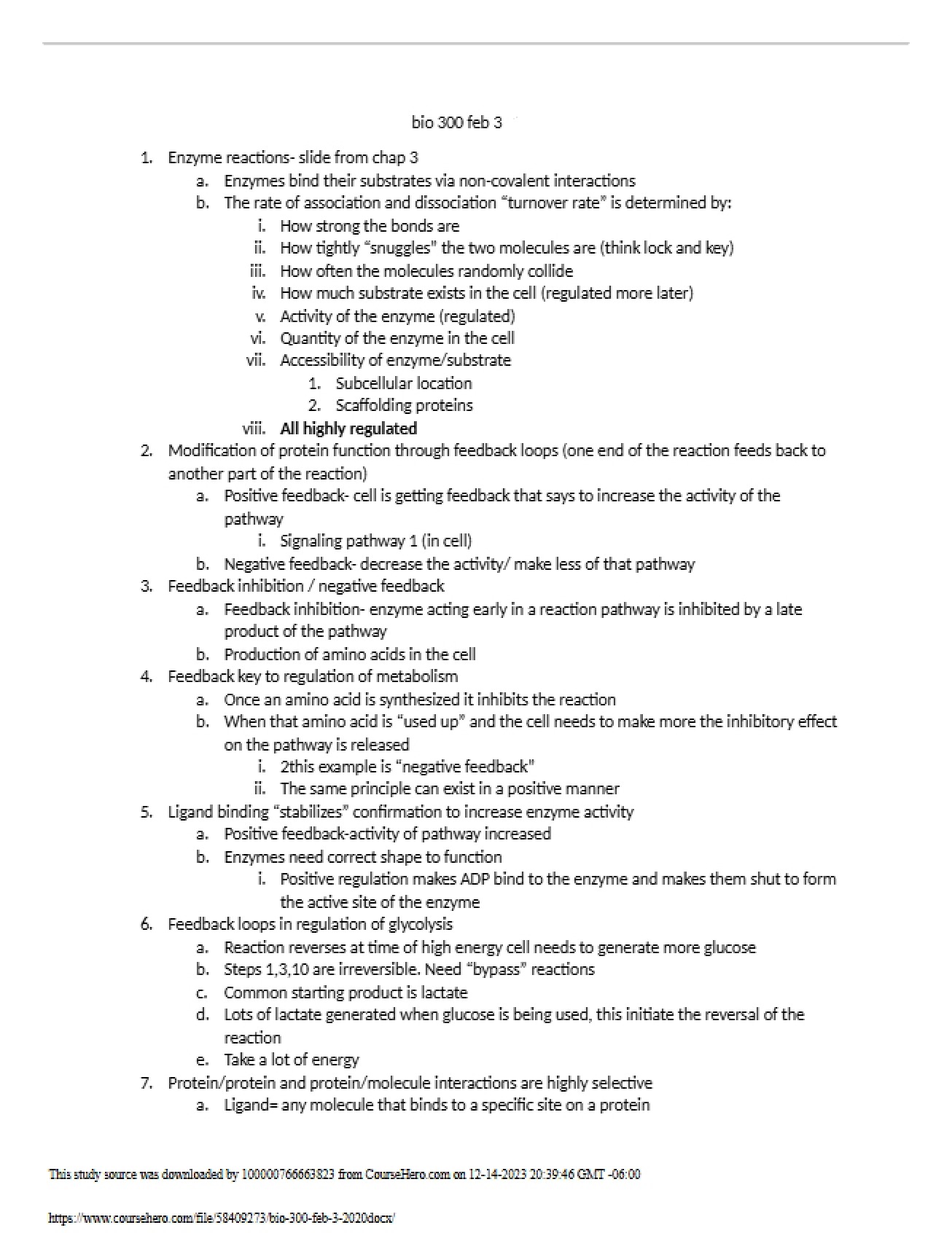 Enzymatic Reactions