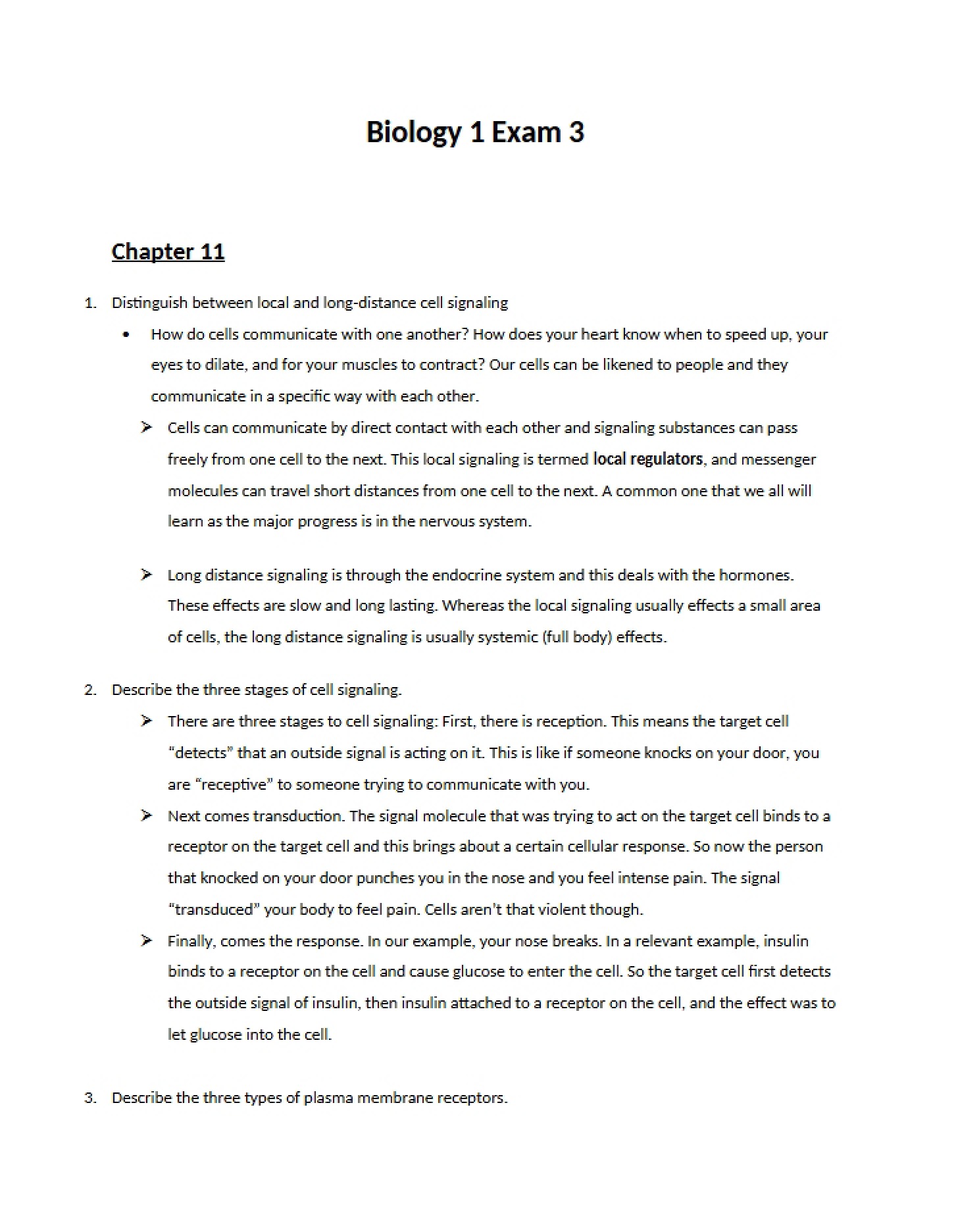 Biology 1 Third Major Assessment