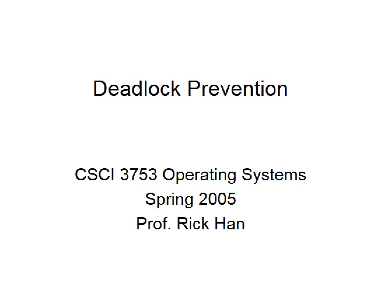 Introduction to Deadlock Prevention