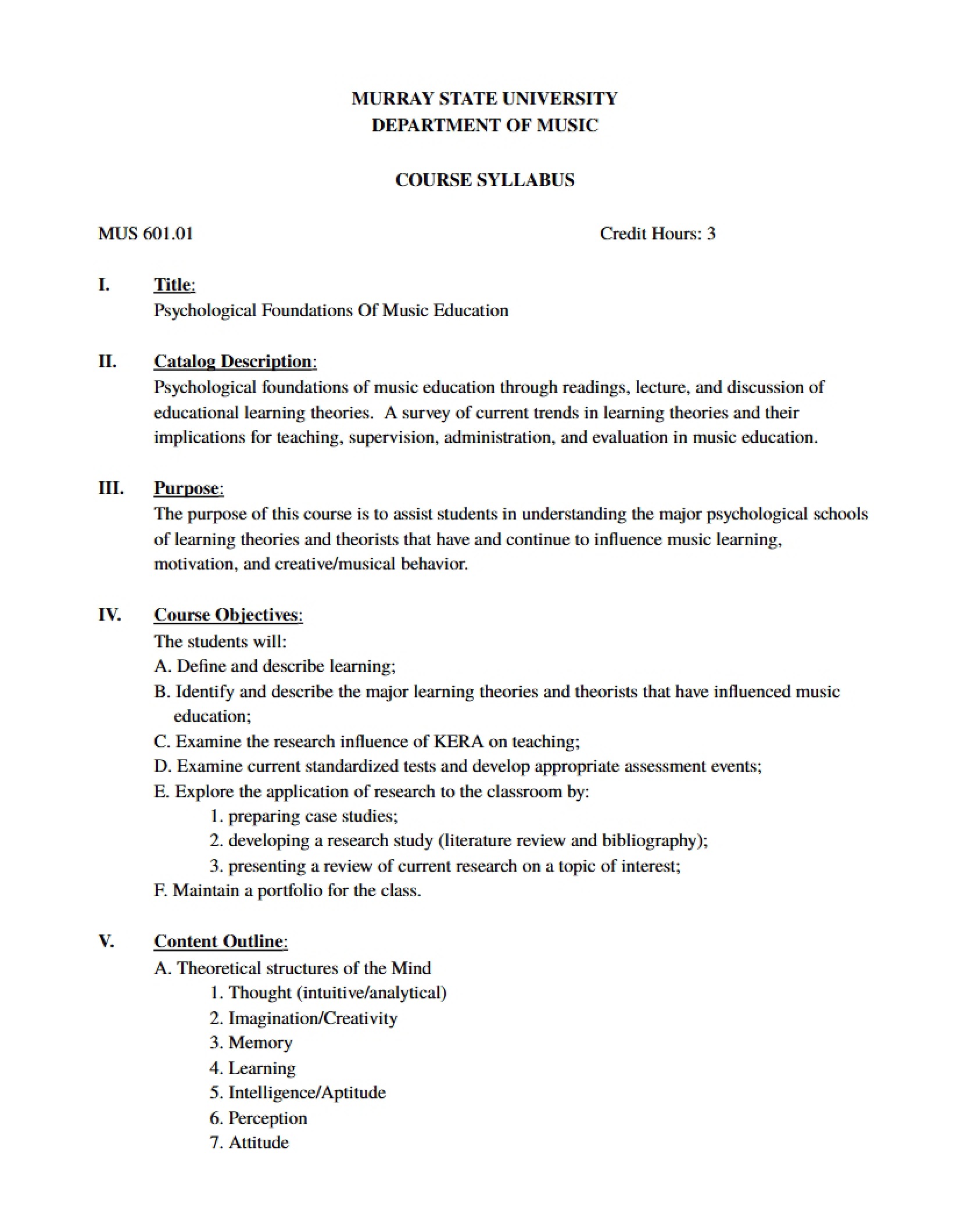 Syllabus - 5 Pages