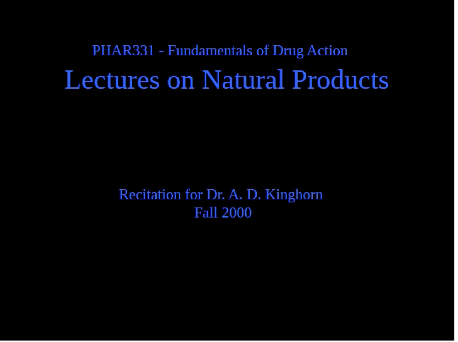 Natural Product Lectures