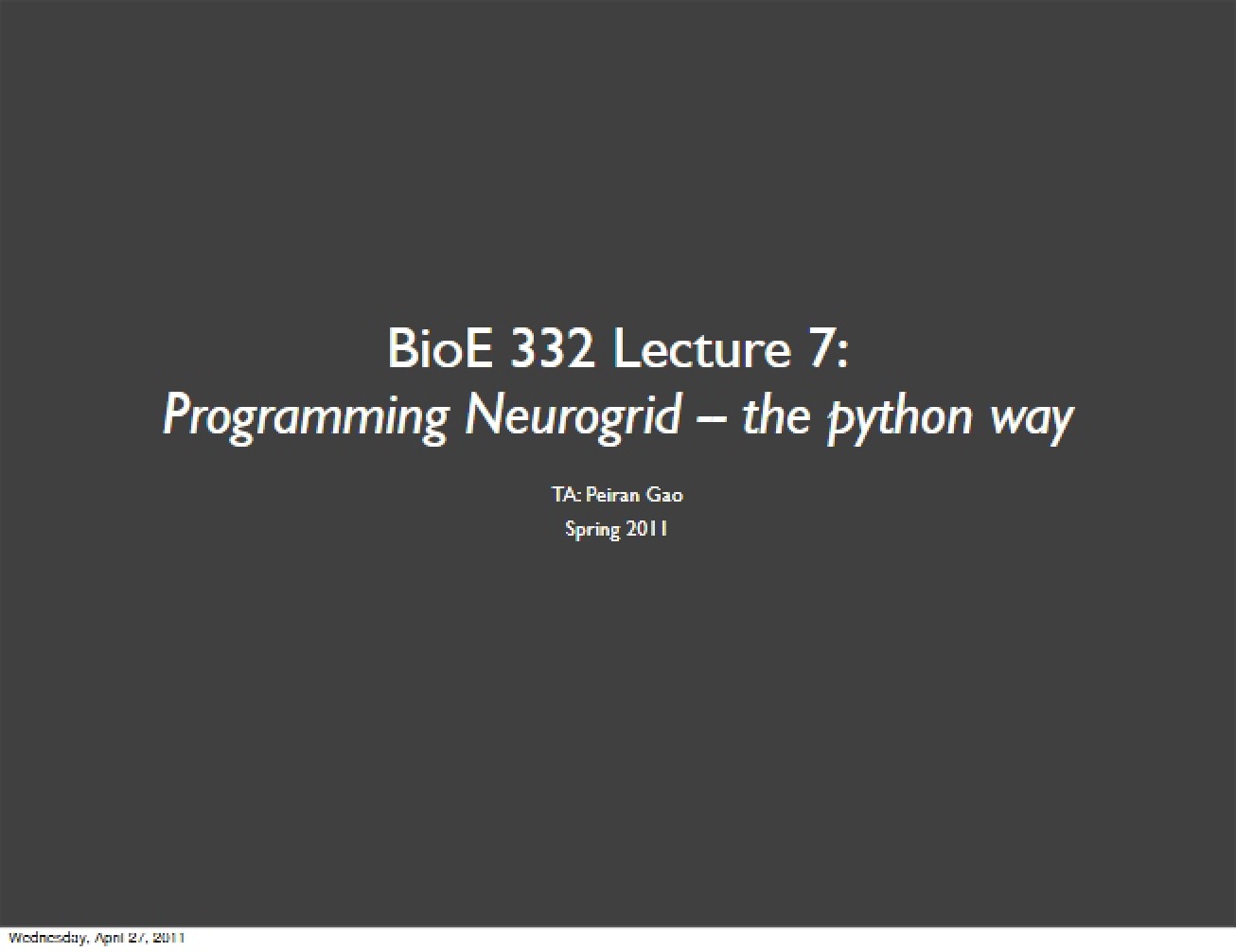 Large-Scale Neural Modeling Lecture Notes (Set 1)