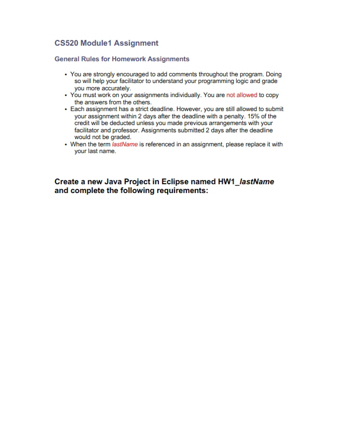 First Assignment