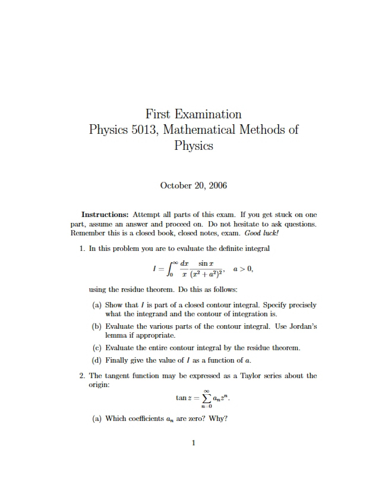 Examination One