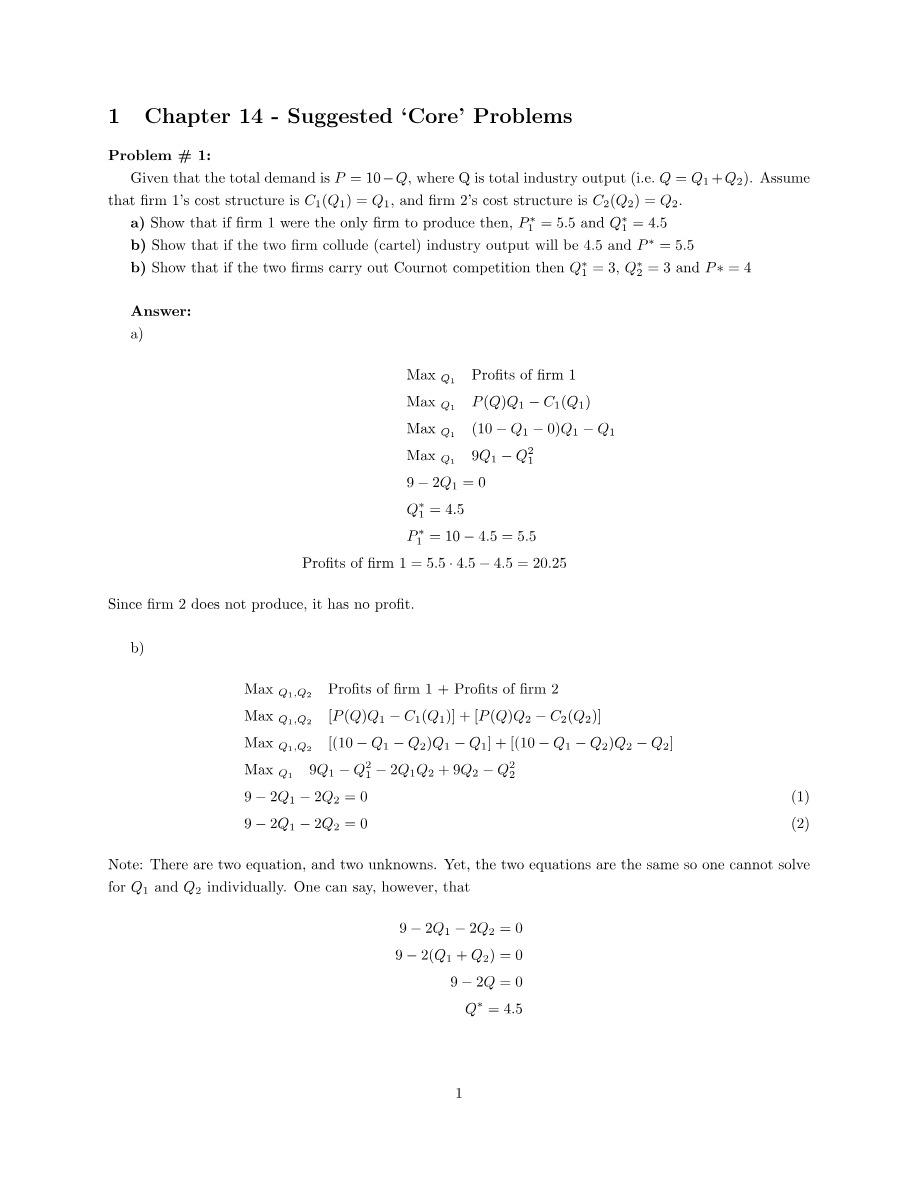 Solutions for Economics Problem Set