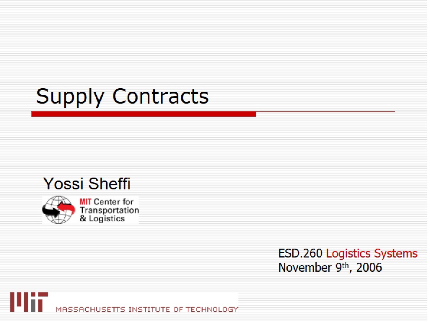 Contracts in Supply Chains
