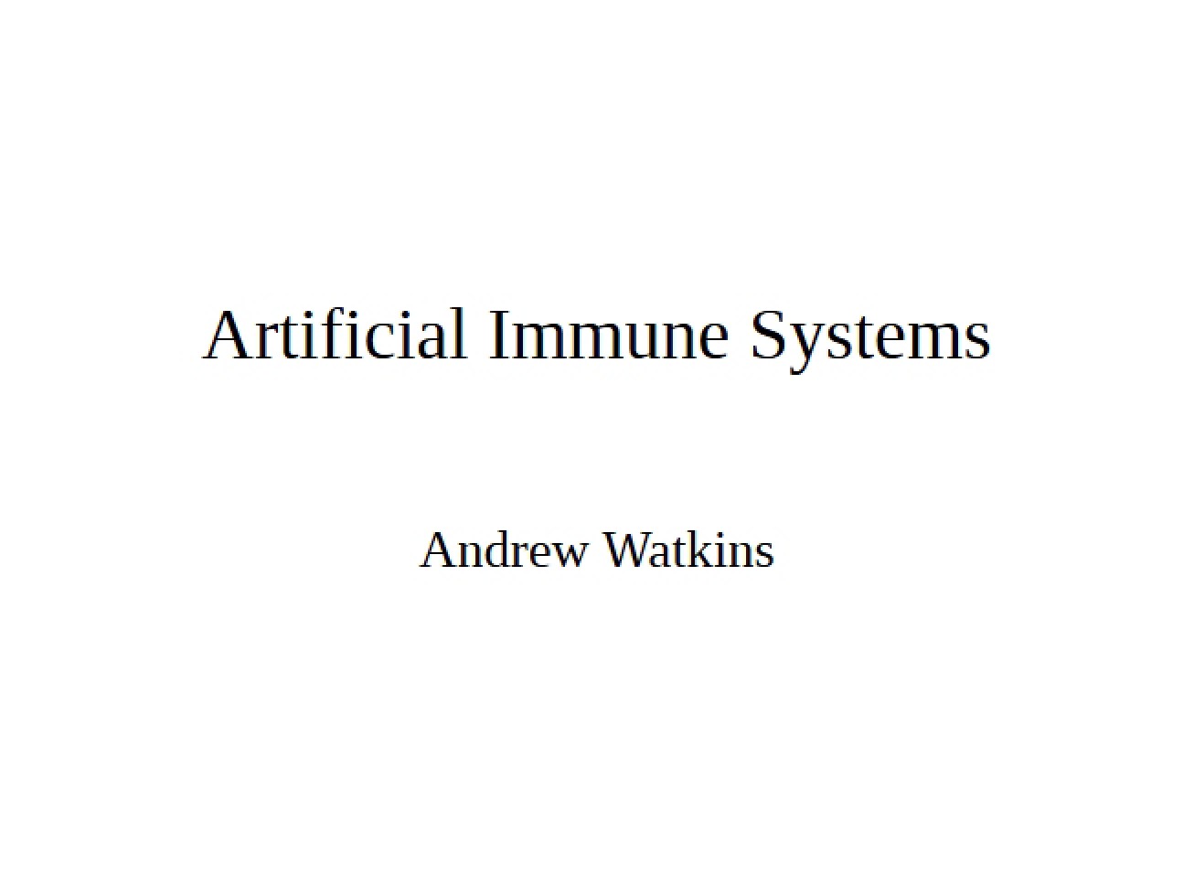 Immune Systems (Artificial)