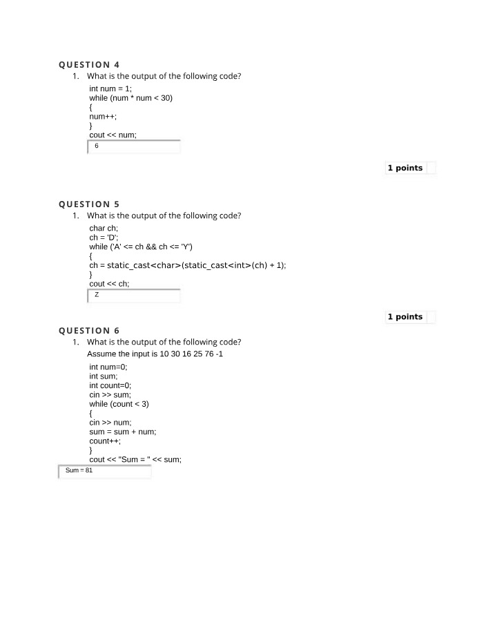 Code Output Practice - Looping, Conditionals, and Summation