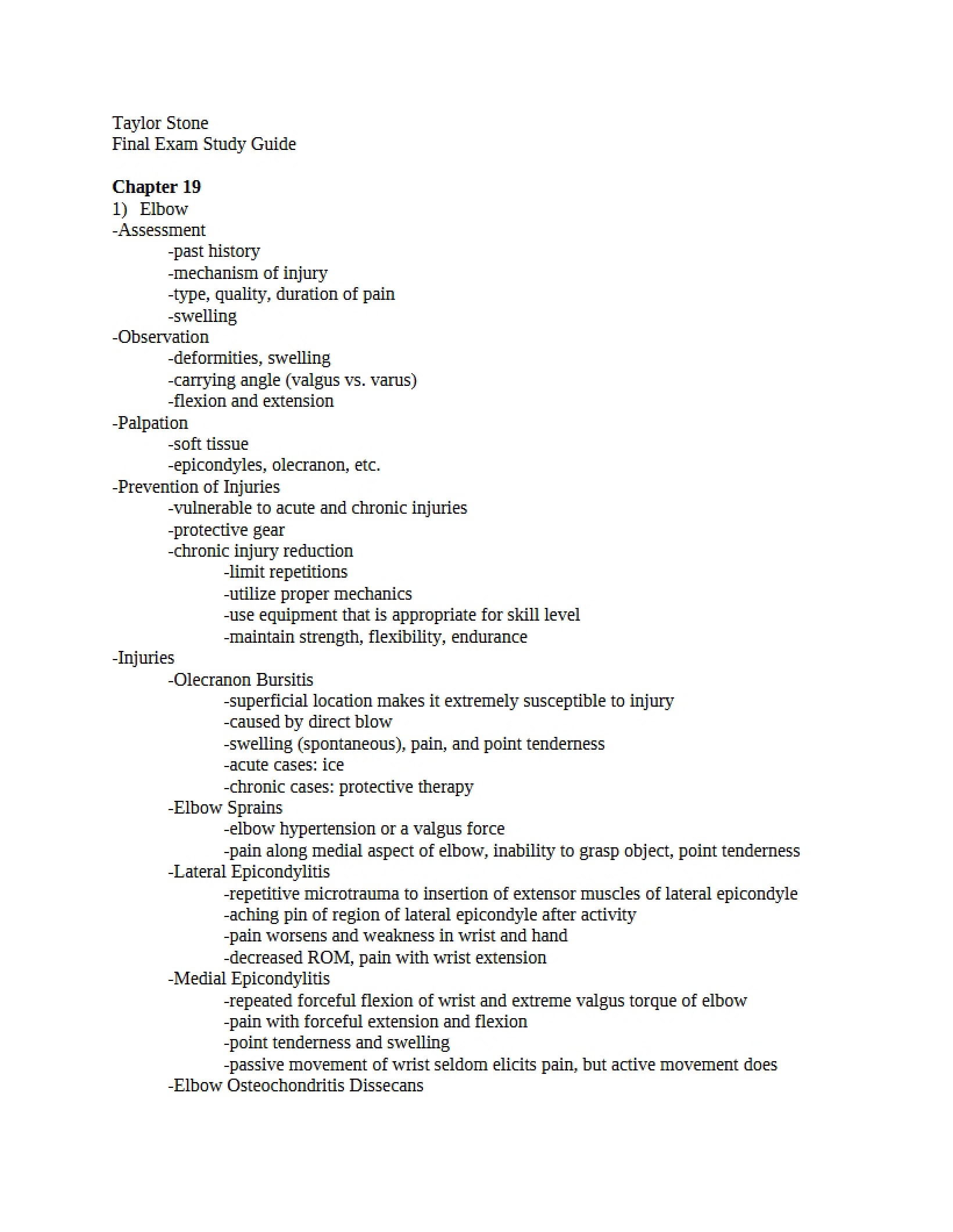 Guide for Final Studying