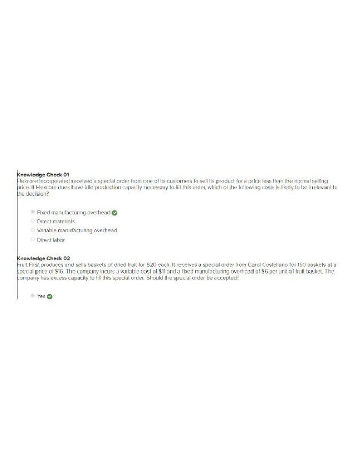 Special Orders Knowledge Checks