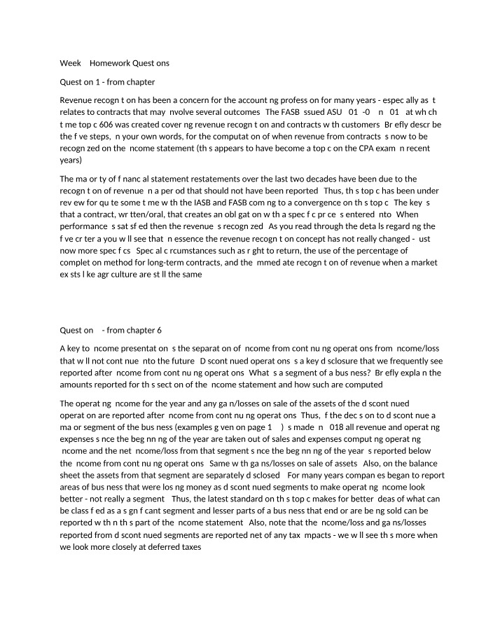 Homework Questions for Week 3