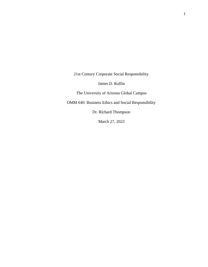 Week 1 Assignment for OMM 640