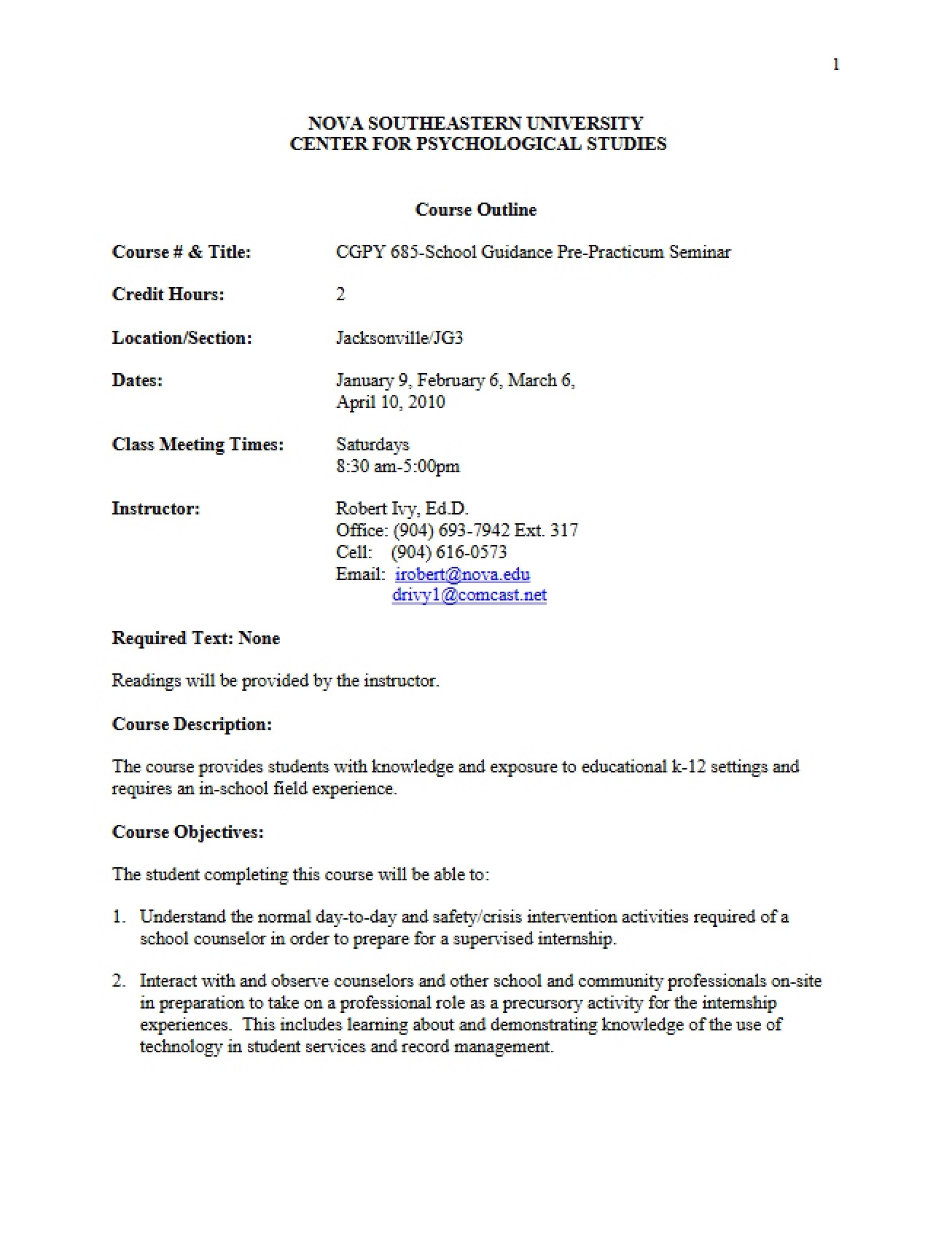 Seminar Syllabus
