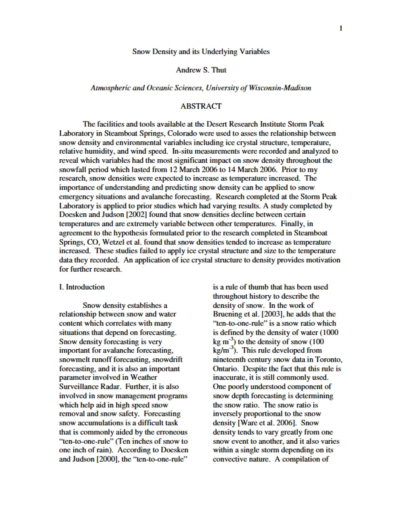 Determinants of Snow Density