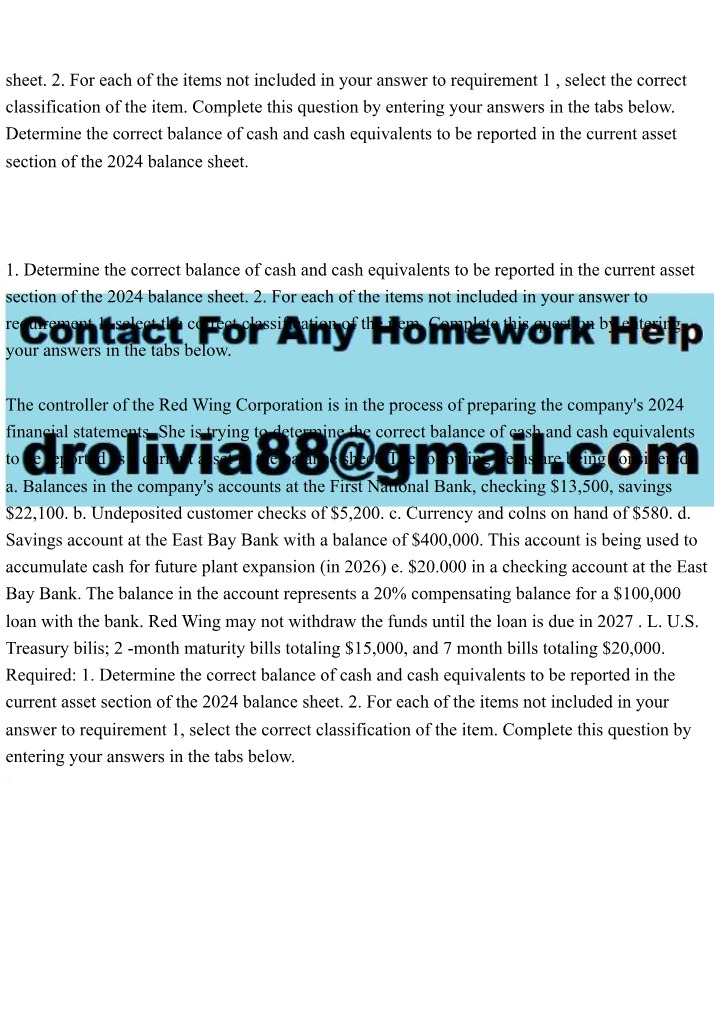 Practice Problem for Cash and Cash Equivalents