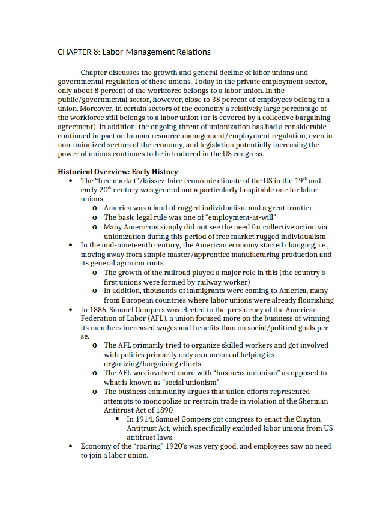 Chapter 8 Labor-Management Relations