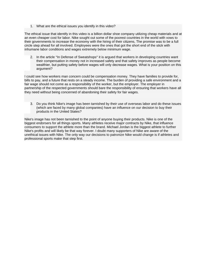 Nike's Overseas Labor Exploitation - Ethical Issues