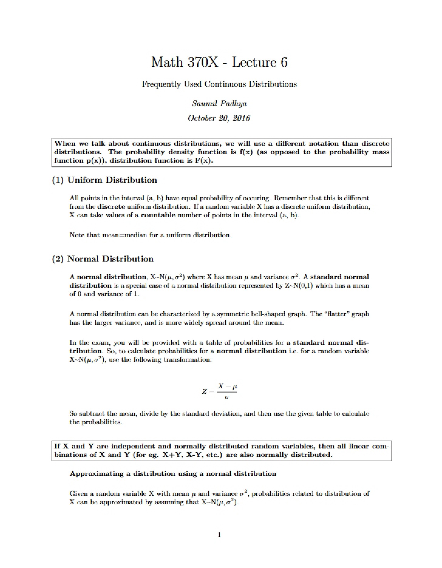 Handout for Lecture 06