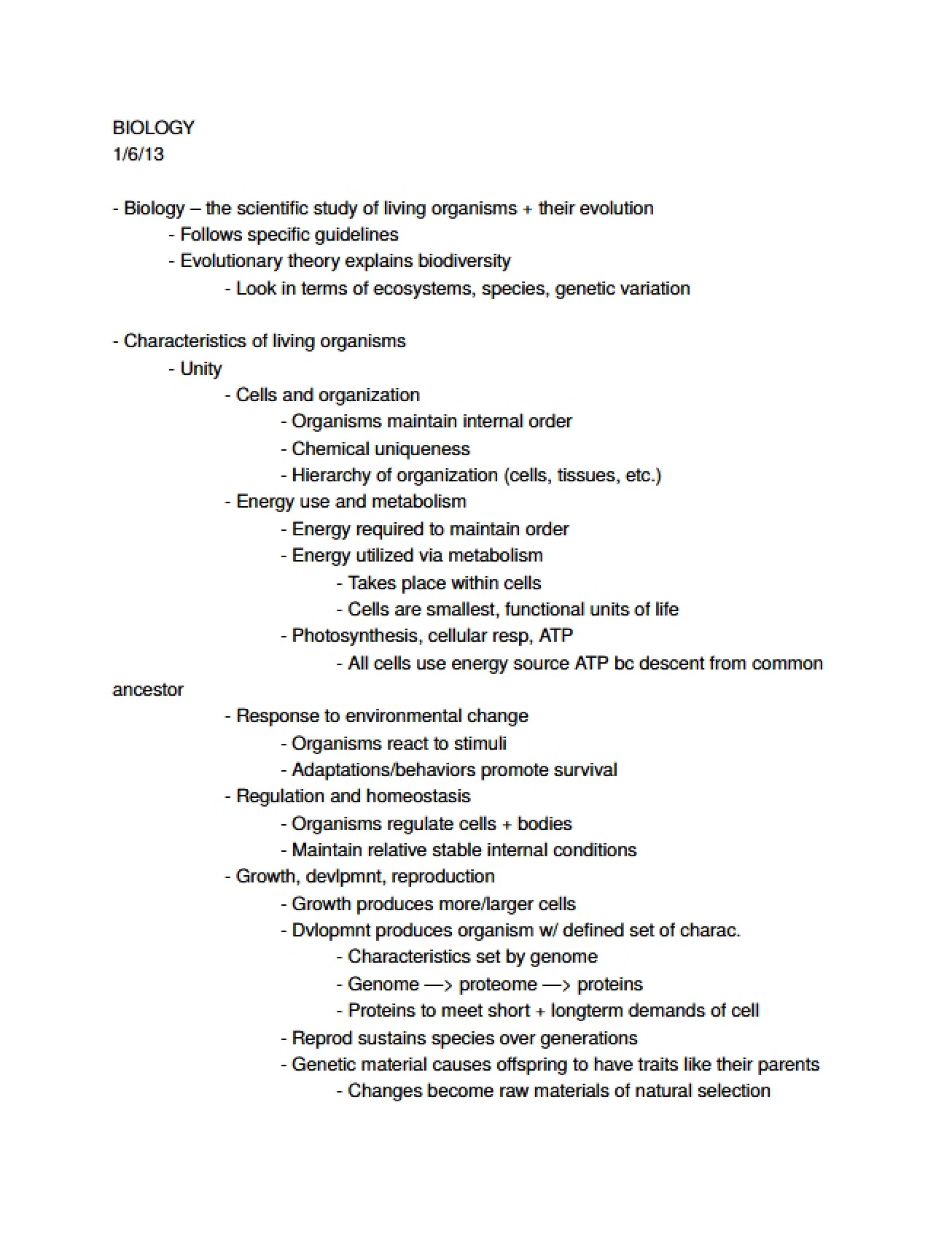 Living Organisms Characteristics
