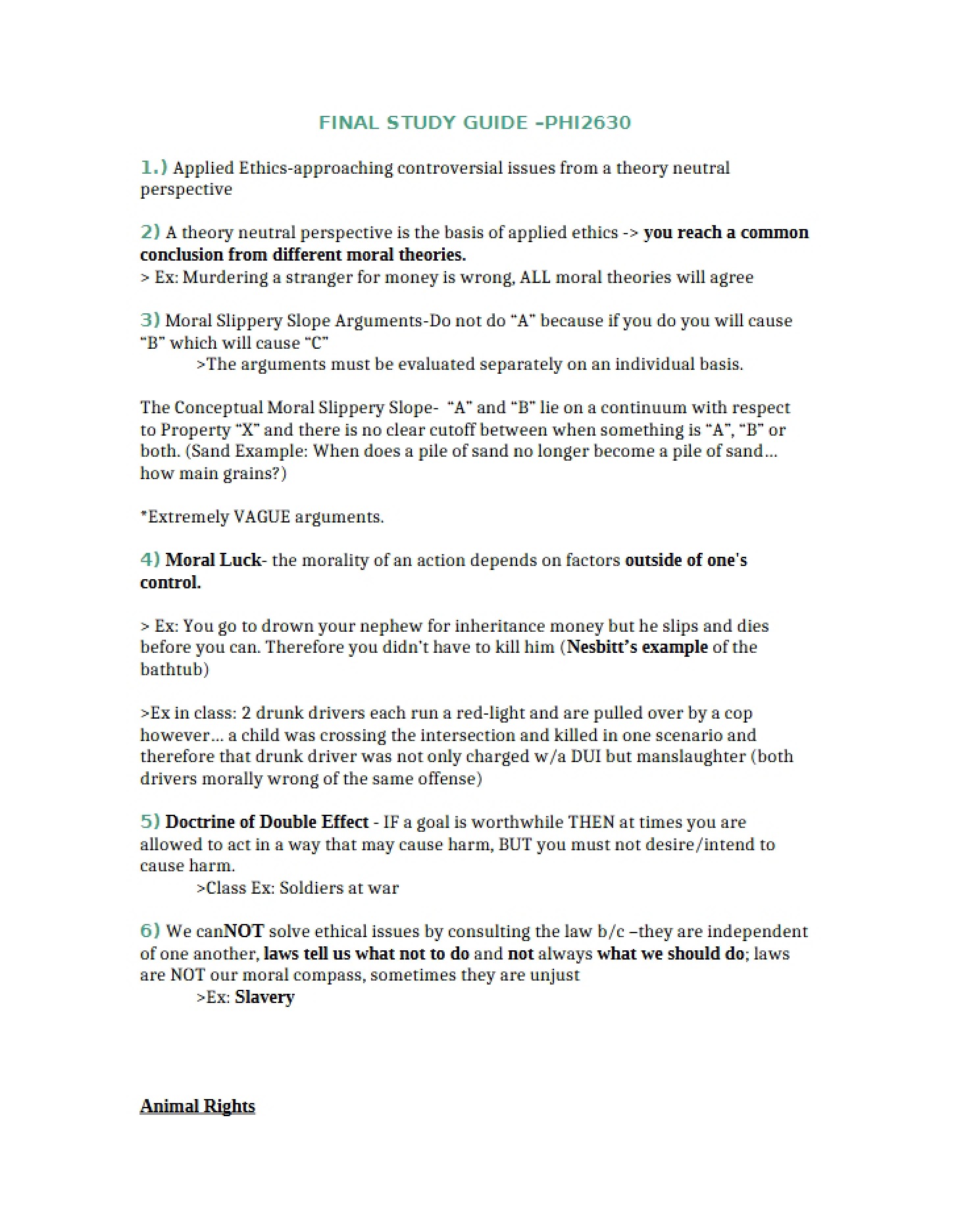 Final Exam Study Sheet