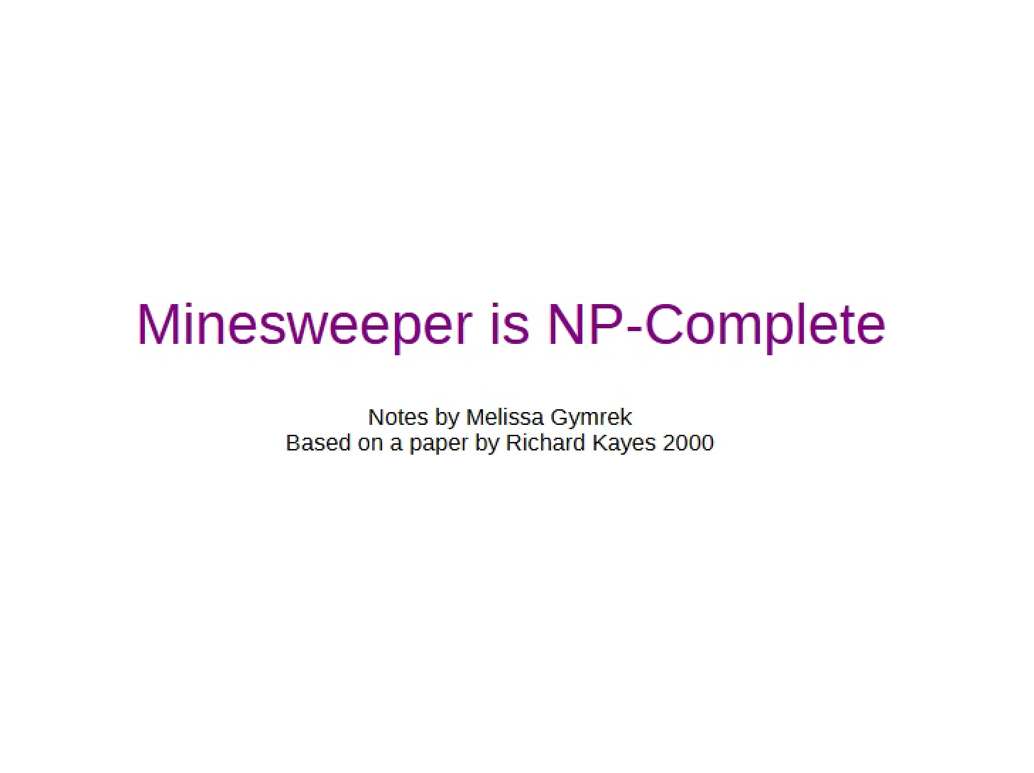 NP-Completeness of Minesweeper