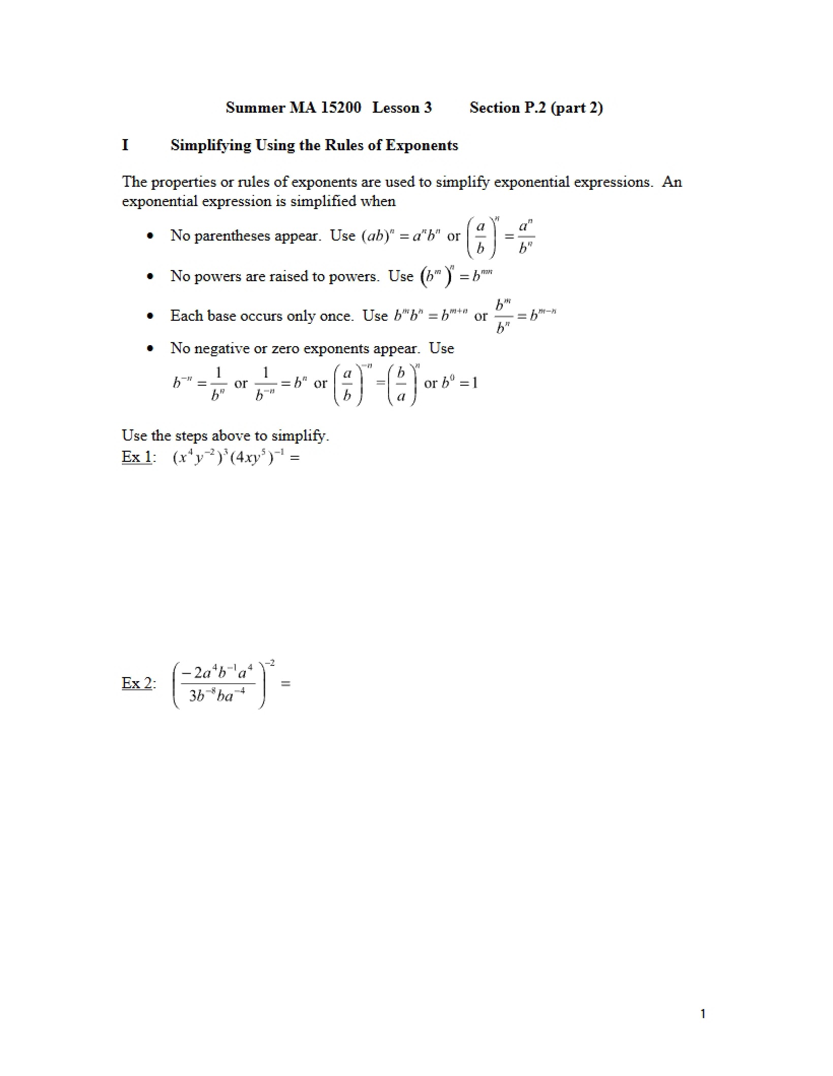 Exponent Rules for Simplifying