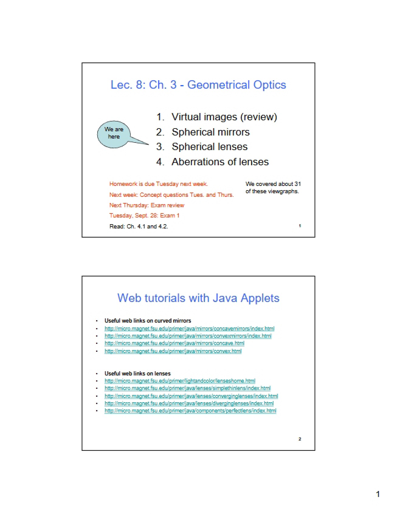 Geometrical Optics (Topic 1)