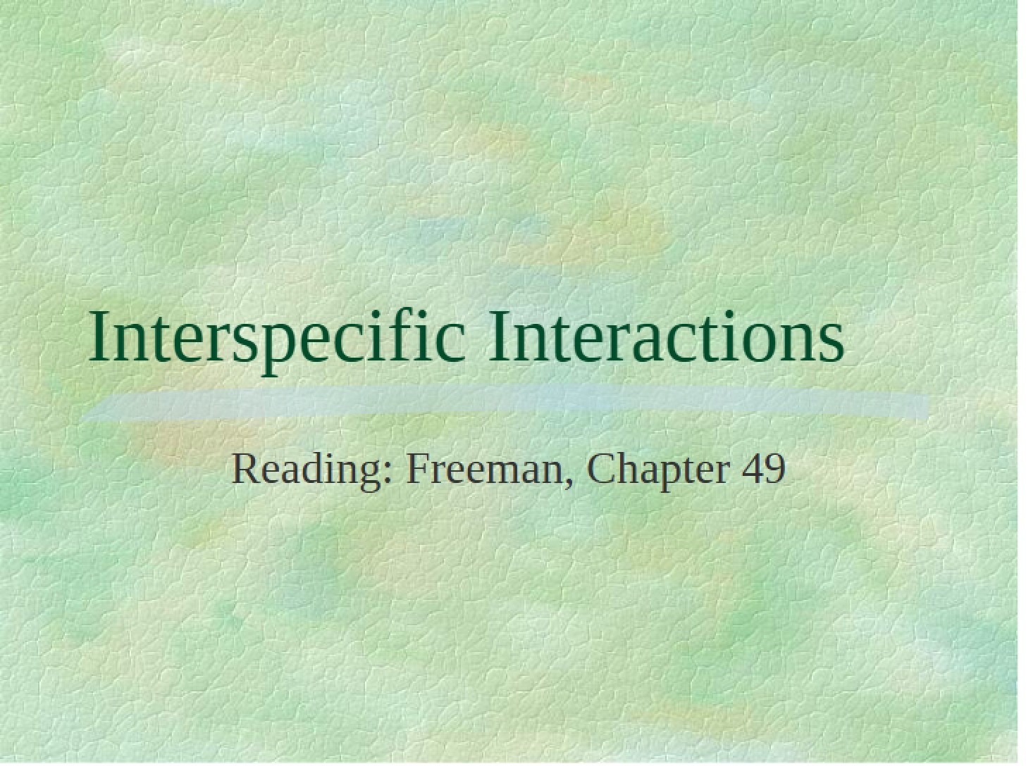 Interactions Between Species