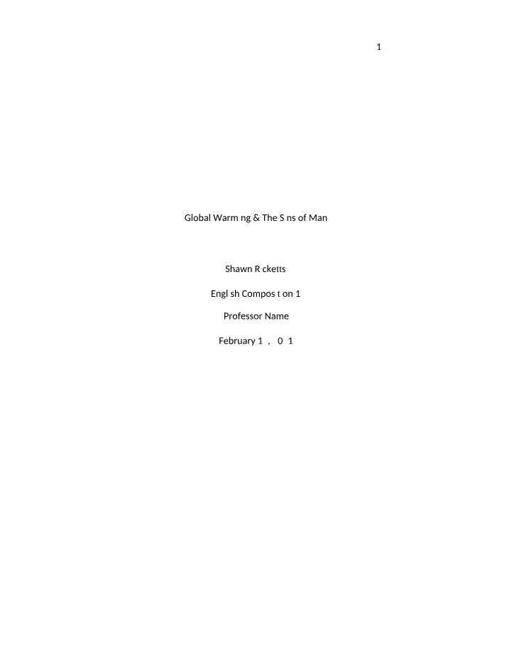 Argumentative Essay by Shawn Ricketts