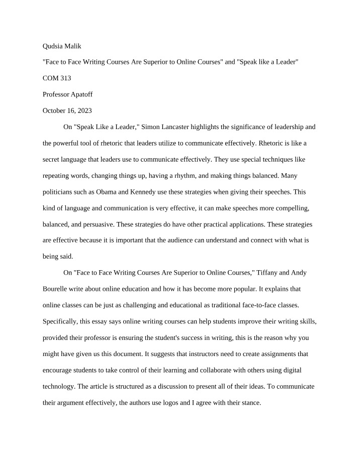 Writing Courses - Online vs Face to Face and Leadership Speaking
