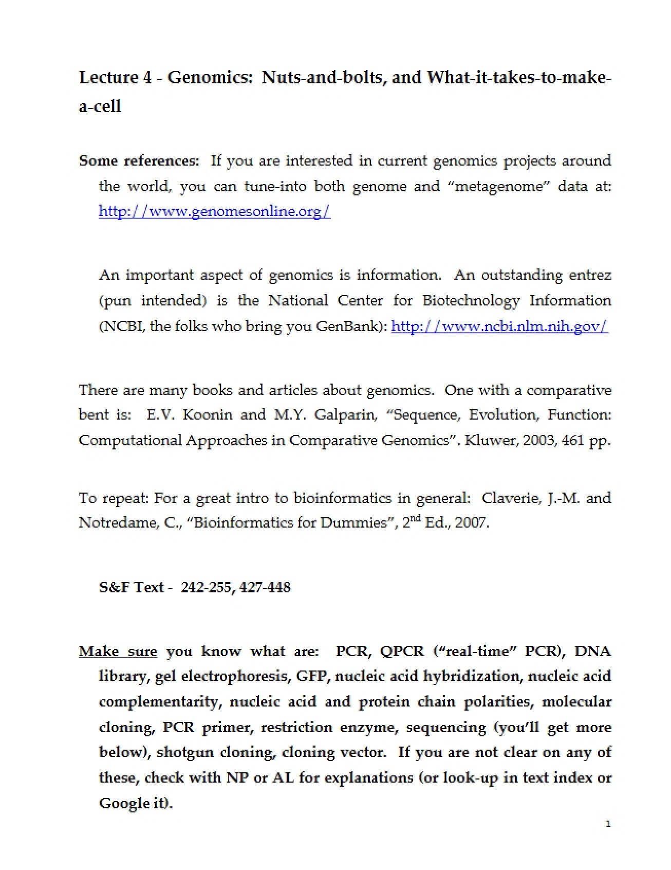 Concepts of Genomics (First Instance)