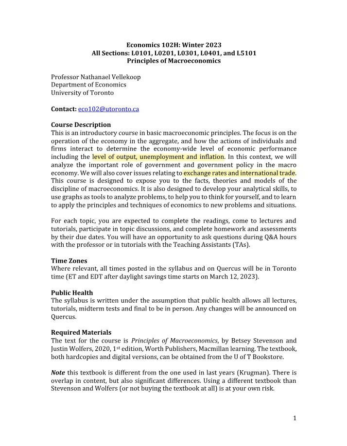 Economics 102H Winter 2023 Syllabus
