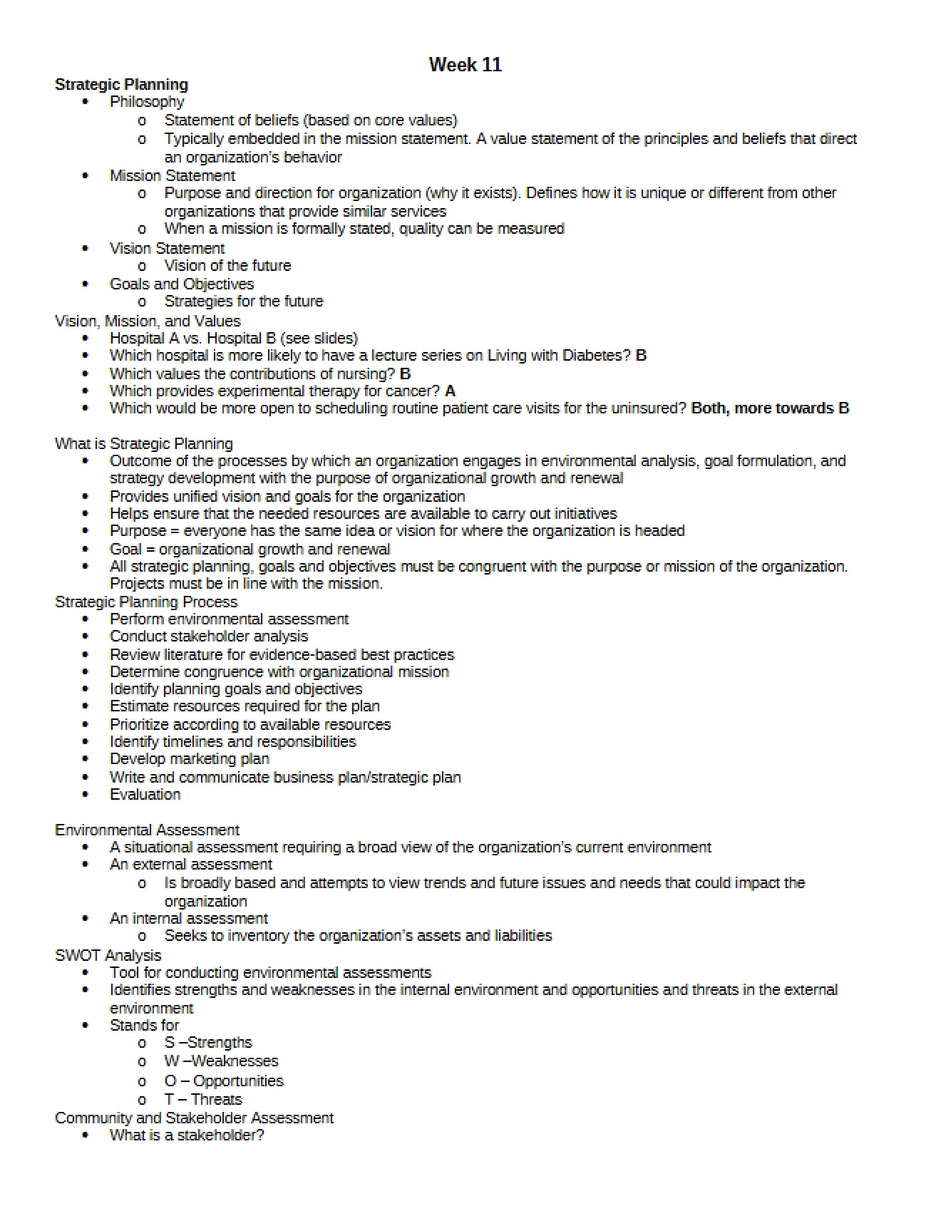 Strategies for Planning