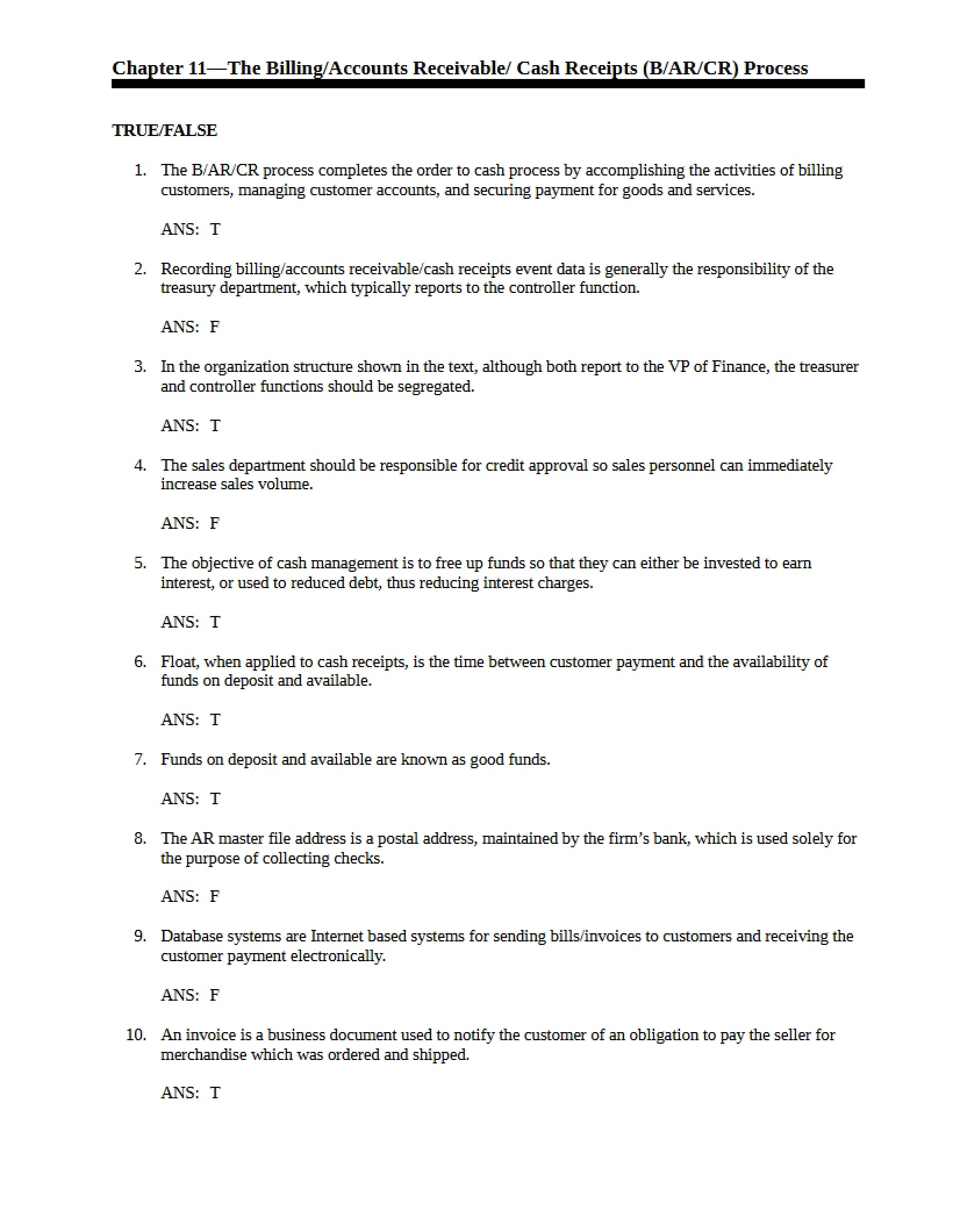 Billing Process (Chapter 11)