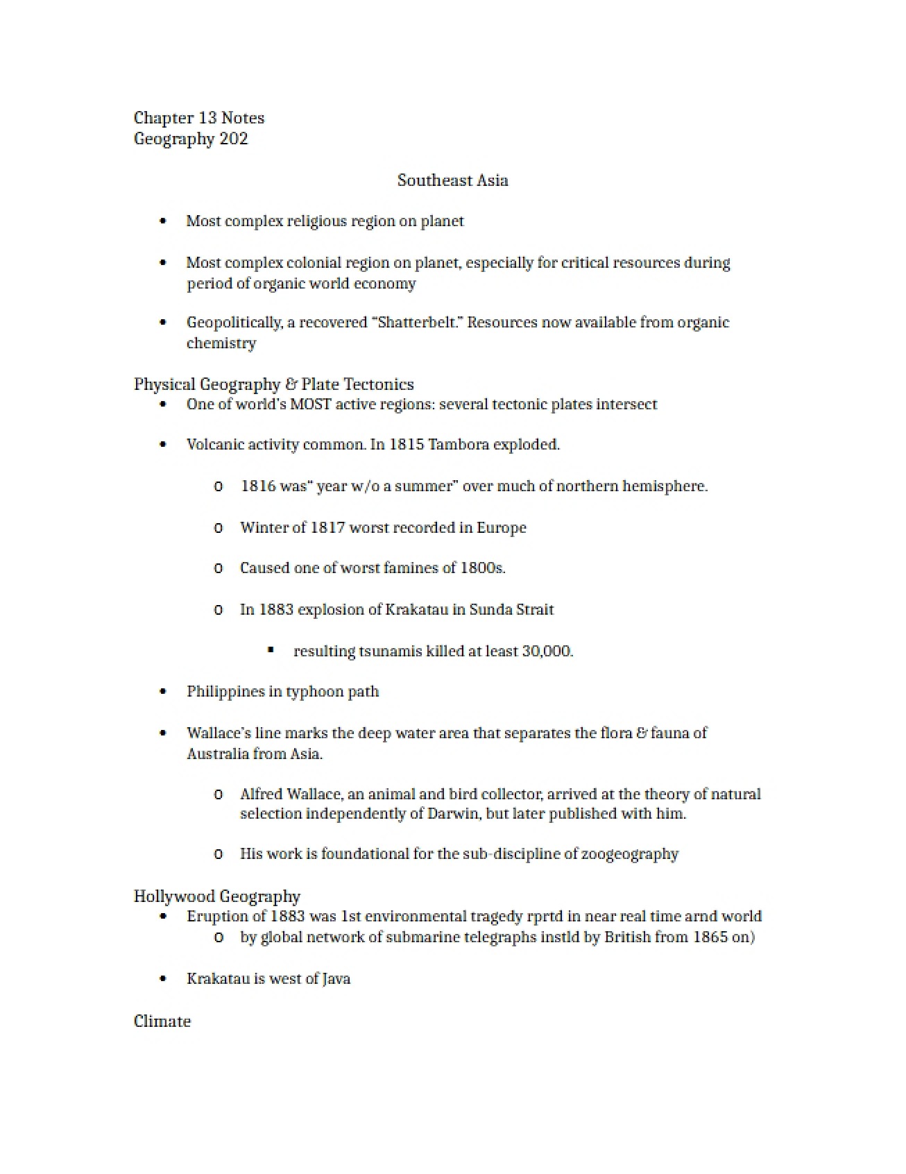 Notes on the Thirteenth Chapter of Geography of the Global Village