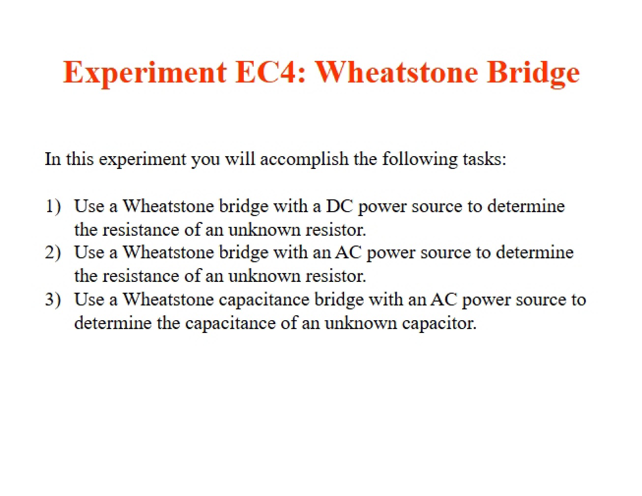 Wheatstone Bridge Experiment EC4