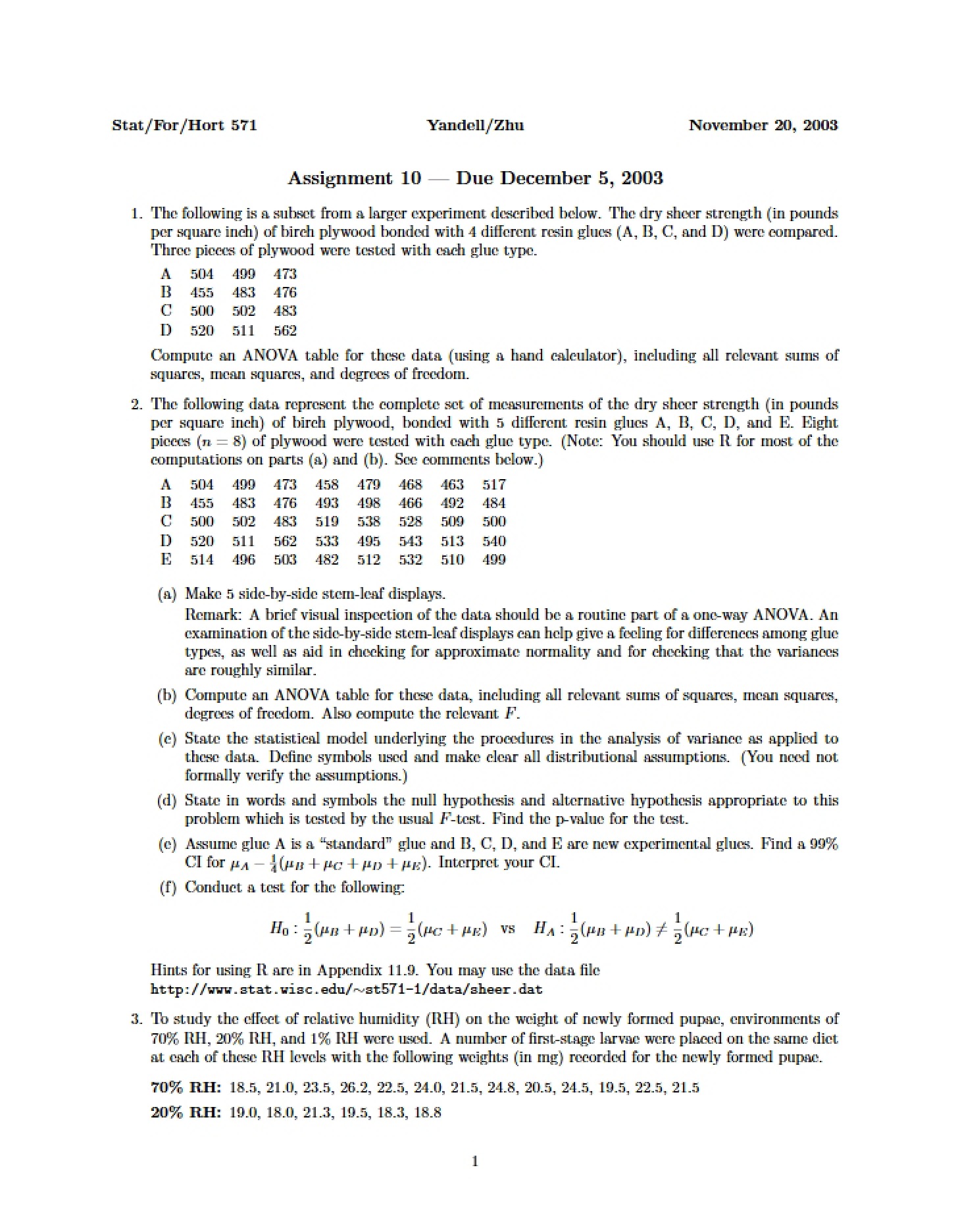 Tenth Assignment