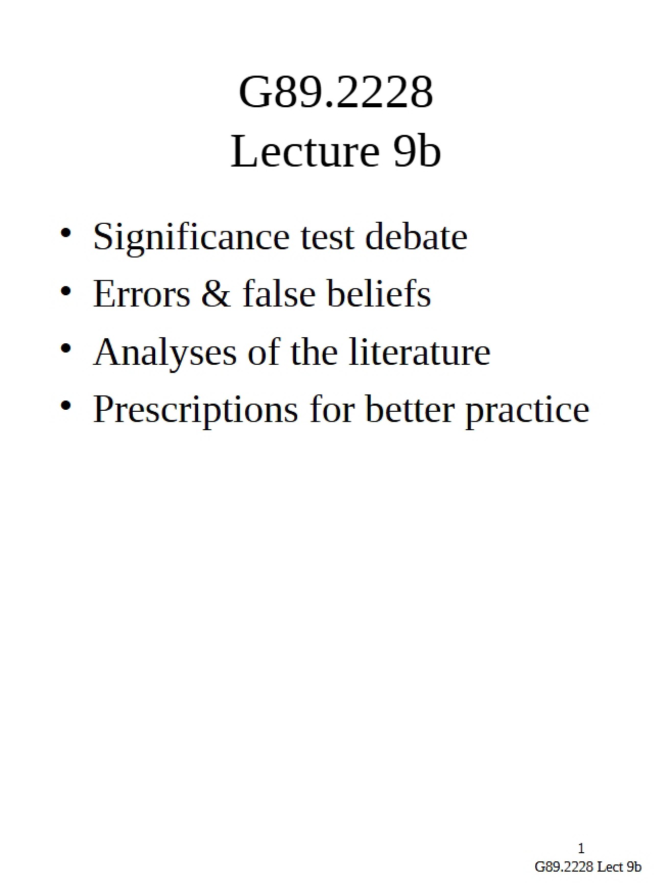 Intermediate Statistics Class Notes