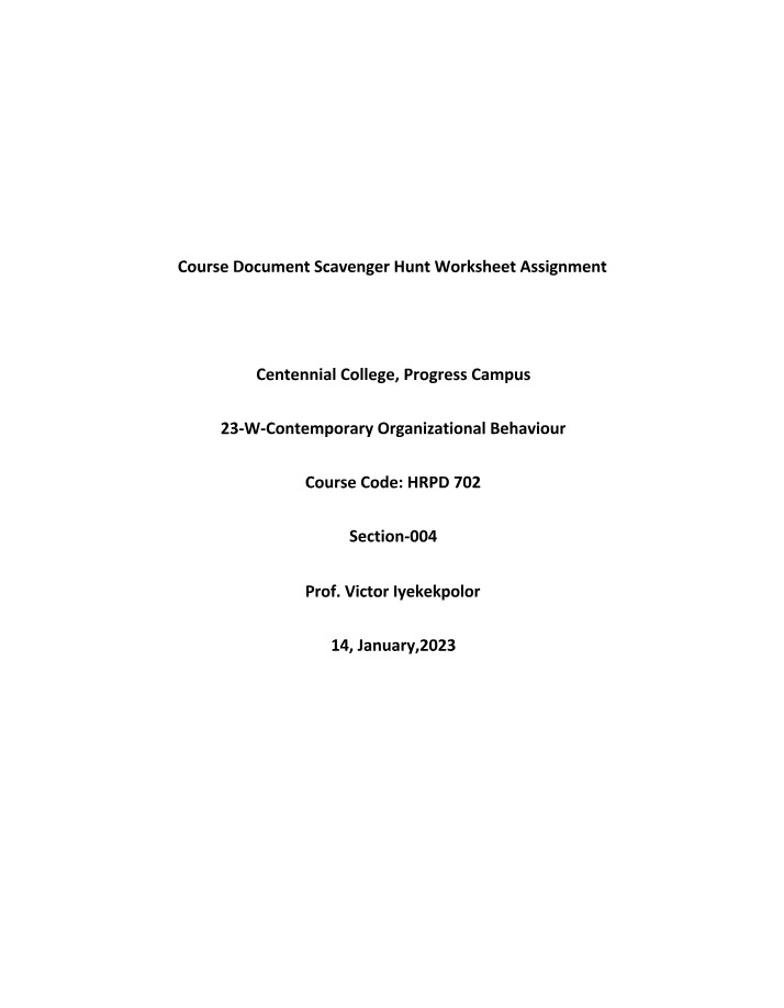 Course Document Scavenger Hunt Worksheet