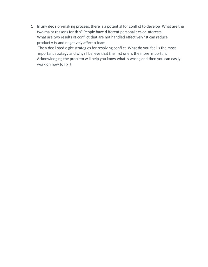 Conflict Study Questions