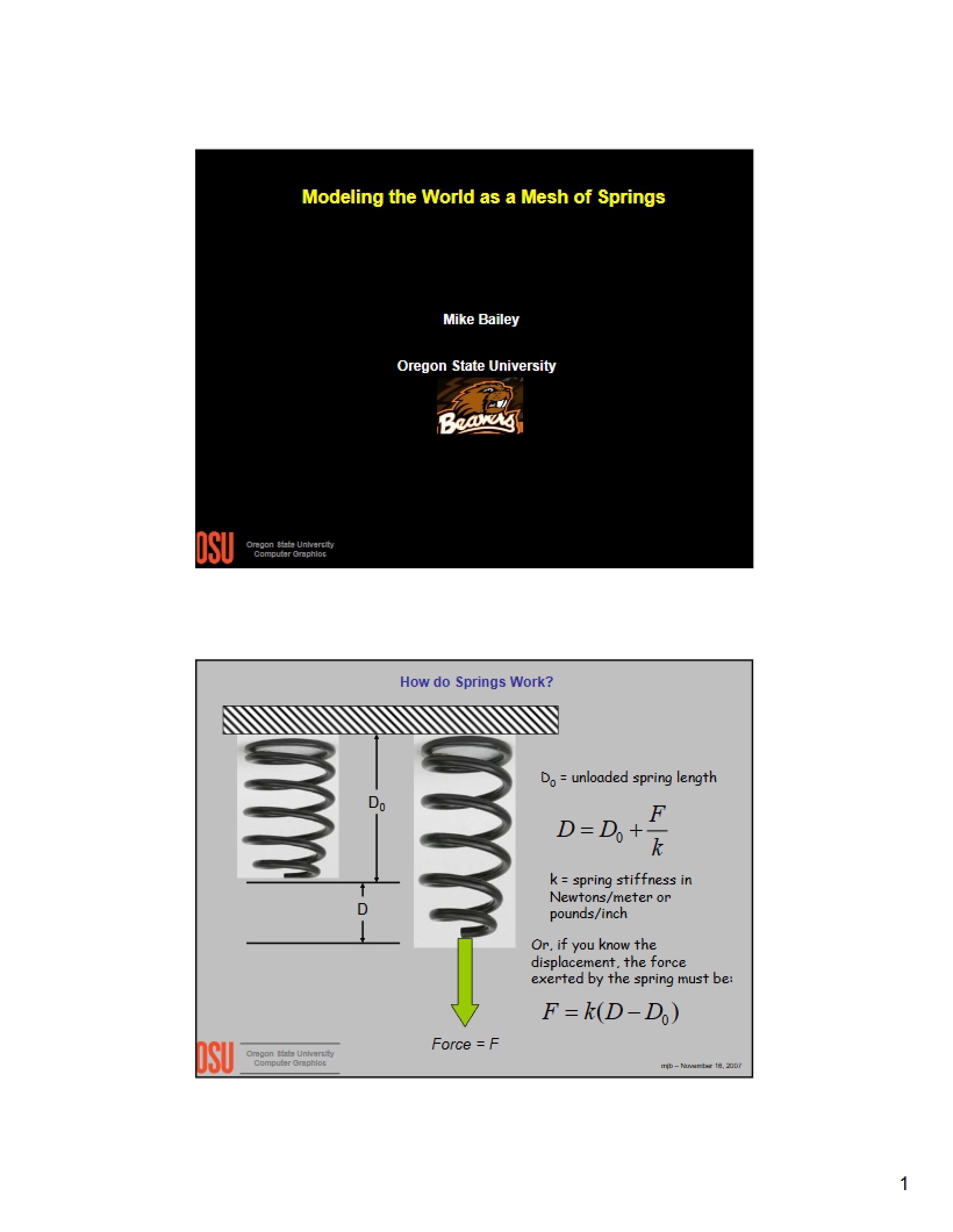 Mesh of Springs World Modeling - CS 419